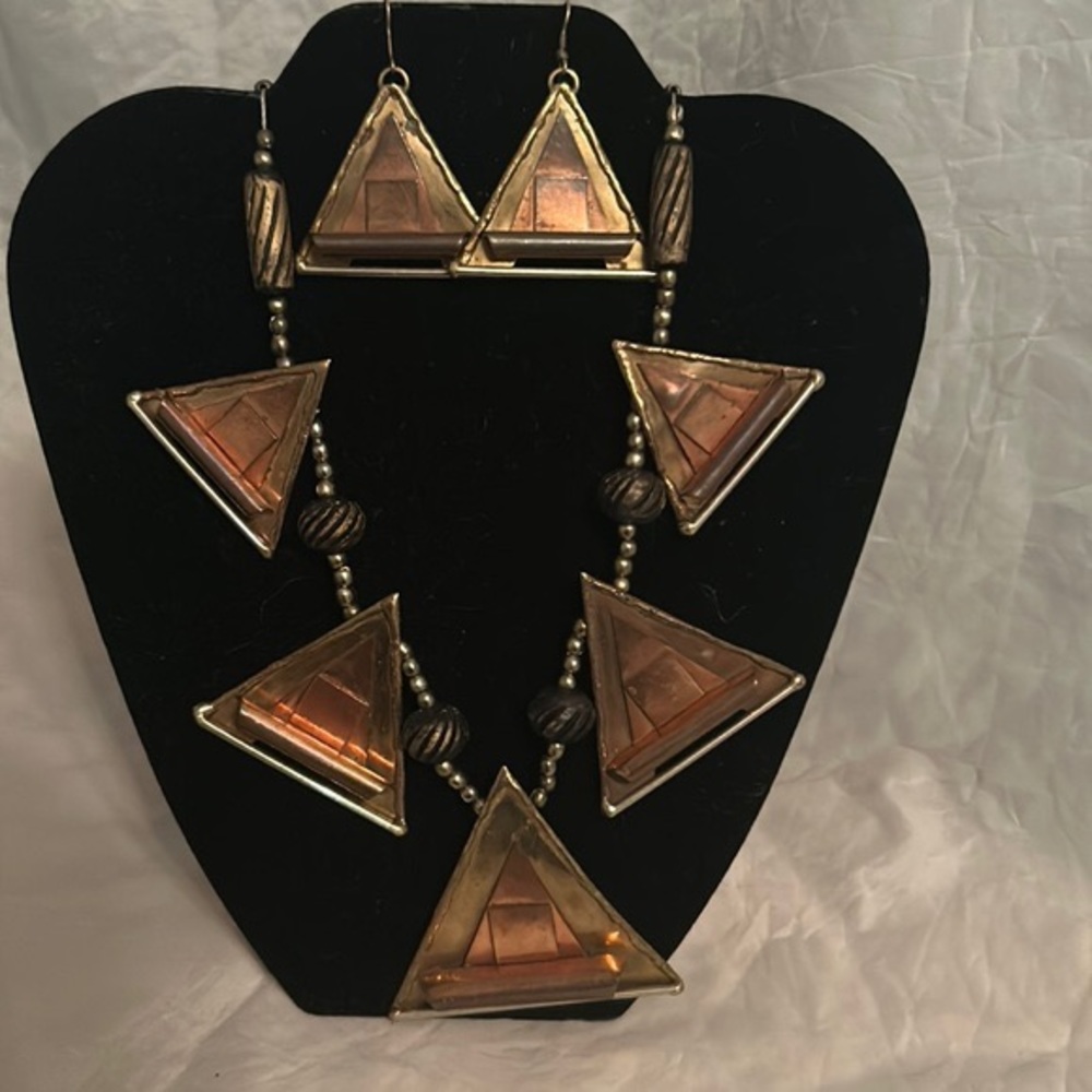 Mixed Metal Artisan Necklace / Earring Set